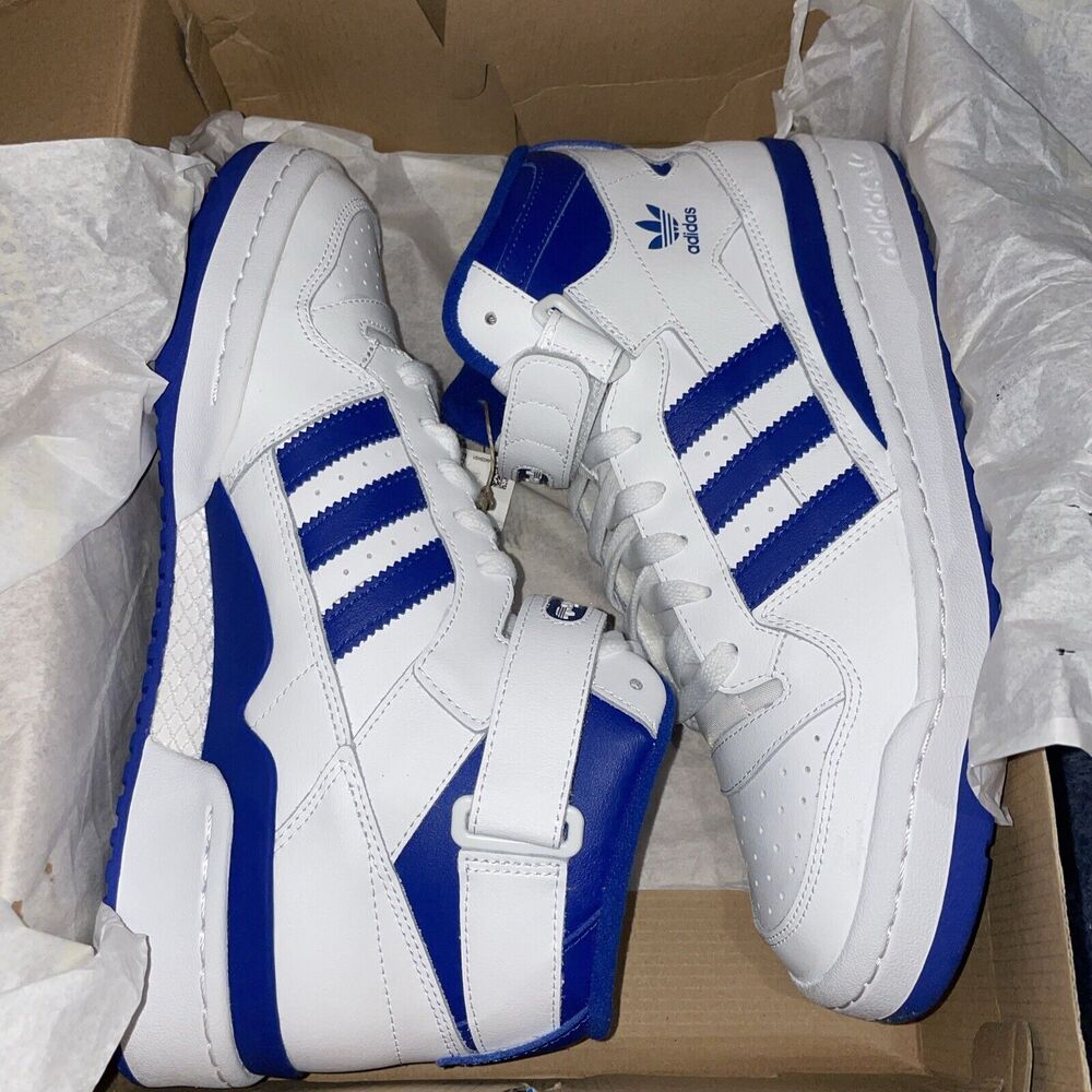 Adidas Forum Mid Originals Shoes White/ Royal Blue FY4976 Size 10 - Picture 8 of 10